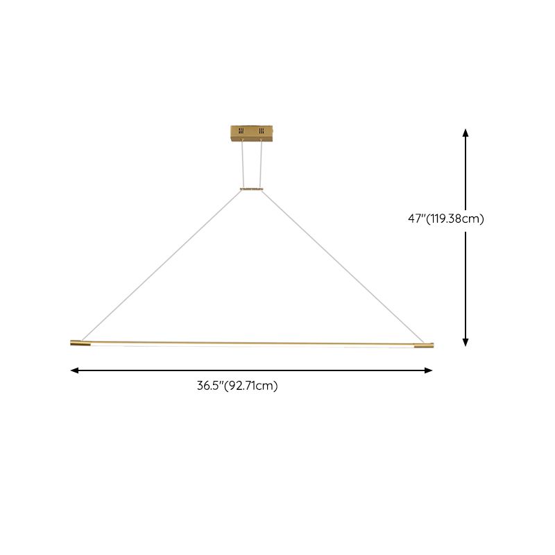 LED Linear Kitchen Island Lighting in Gold Contemporary Solid Brass Ceiling Pendant