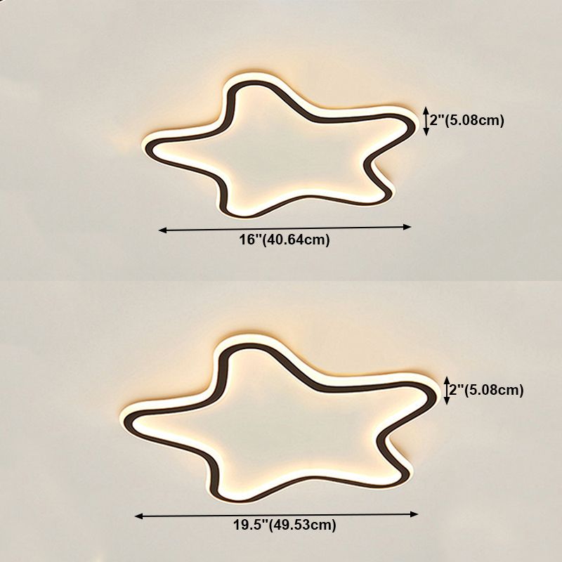 Plafonnier encastré en forme d'étoile en métal, style moderne, éclairage encastré à 1 lumière en noir