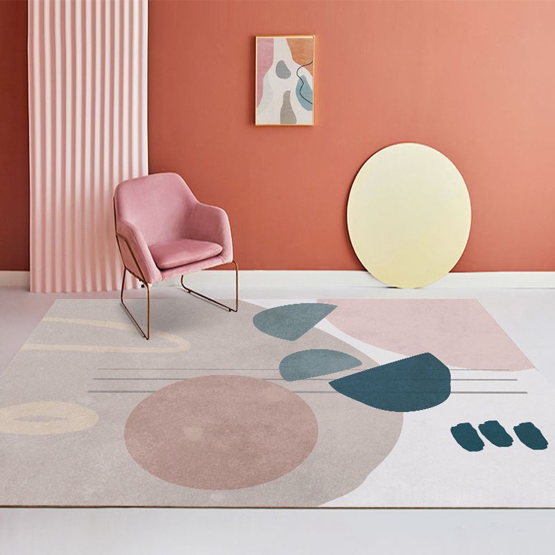 Modern Color Block Rug Polyester Area Carpet Washable Indoor Rug for Bedroom