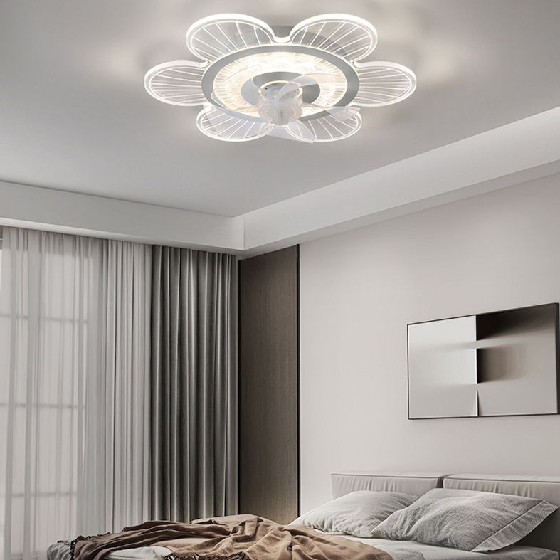 Weiße ultradünne Deckenventilator Leuchte Einfachheit Acryl LED Semi Flush Mount Light für Schlafzimmer