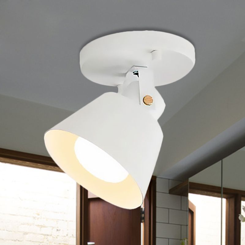 Lámpara de techo giratoria con pantalla cónica metálica elegante estilo Loft luz de techo semi empotrada de 1 cabezal negro/blanco