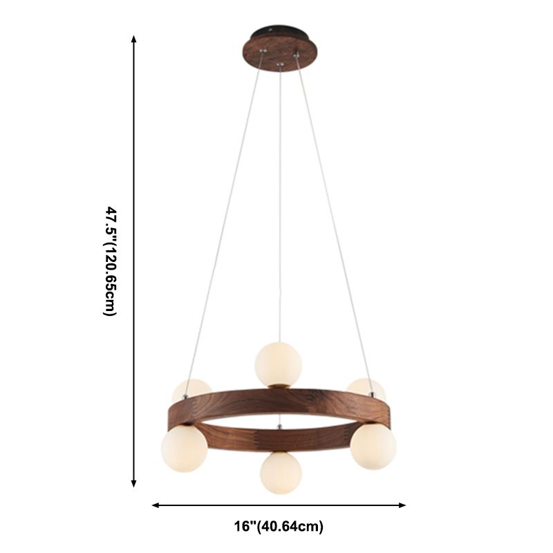 Round Chandelier Light Fixtures Modern Multi-Head Hanging Lamps with White Glass Shade