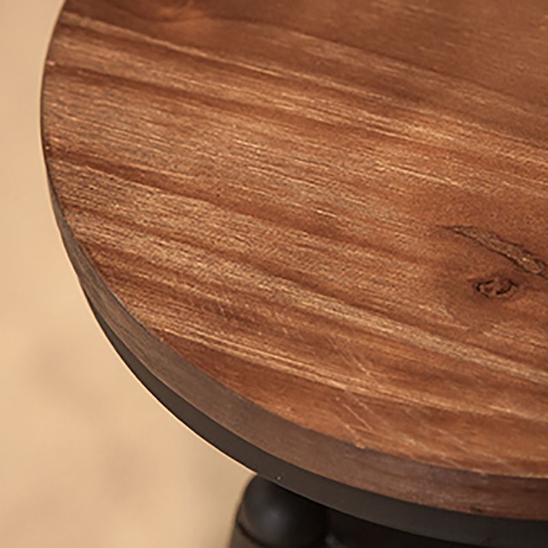 Industrial Footrest Adjustable Height Barstool Brown Pine Home Stool