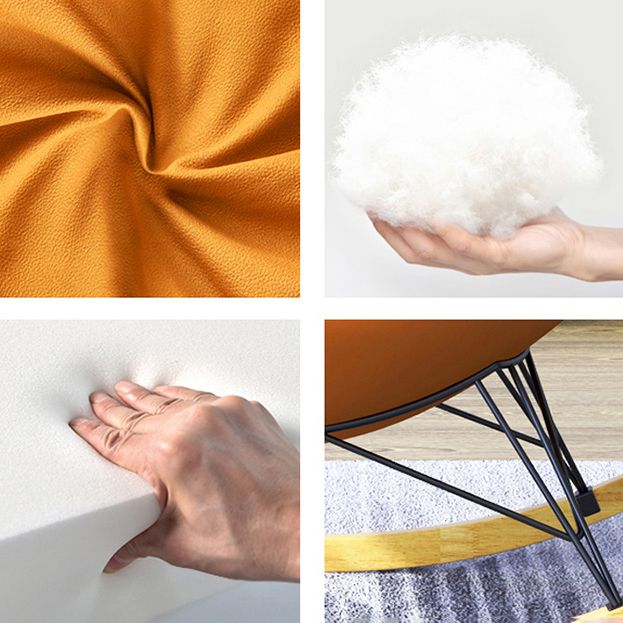 Contemporary Rocking Chair Pure Color Faux Leather Water Resistant Chair with Ottoman