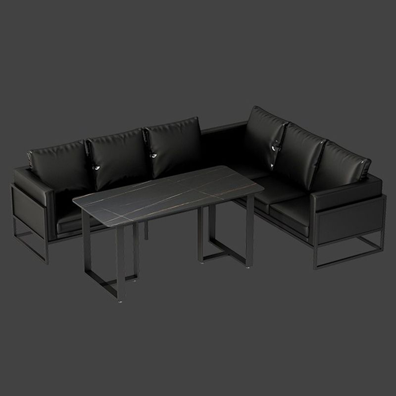 Mesa de comedor rectangular industrial, mesa de piedra sinterizada con pedestal doble para comedor