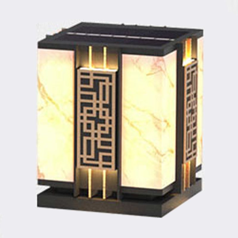 Rectangle Shape Metal Outdoor Light Modern Style 1 Light Waterproof Pillar Lights
