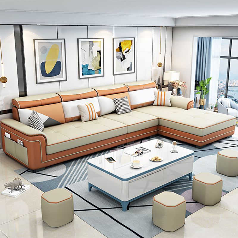 Contemporary Slipcovered L-Shape Sectional with Storage for Four People