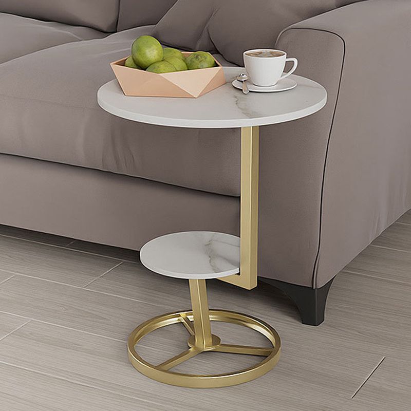 Modern Double Tier Side End Table Round Corner Table for Living Room