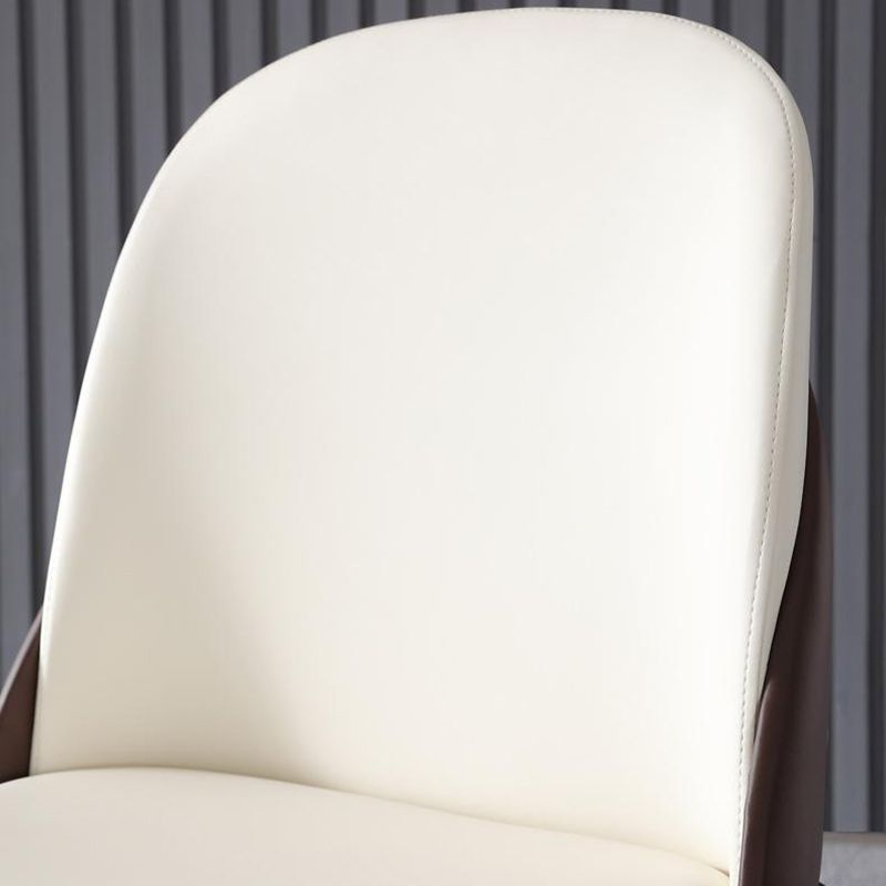 Glam Style Leather Side Chair Wooden Frame Indoor Dining Chair