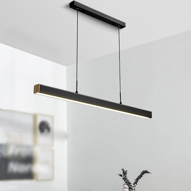 1 Light Linear Island Light Fixture Modernism Metal Island Pendant Lights