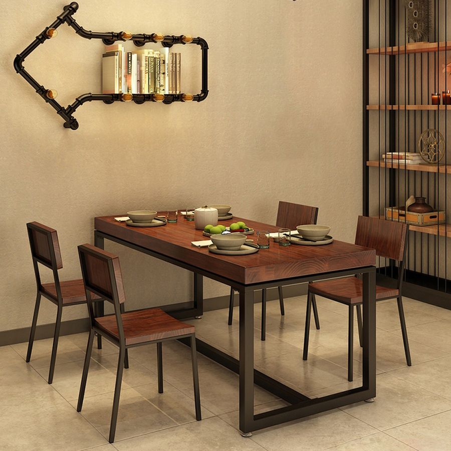 Traditional Style Solid Wood Dining Set with Traditional Height Table and Trestle Base