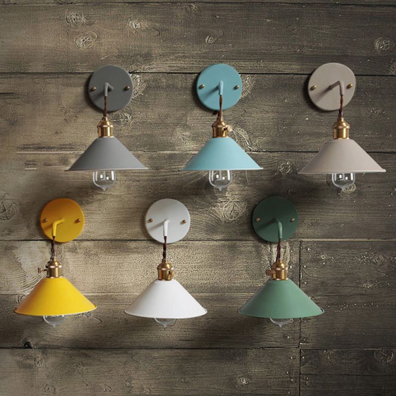 1-Light Cone Wall Light Sconce Modern Style Metal Wall Lighting