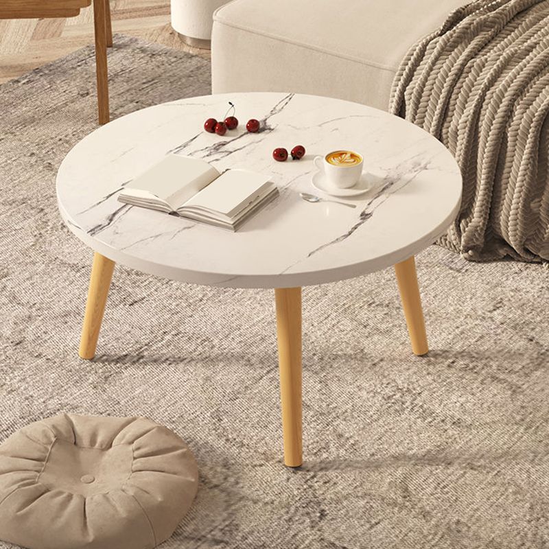 3 Legs 1 Single Coffee Table with Wood Accents Modern Round Cocktail Table