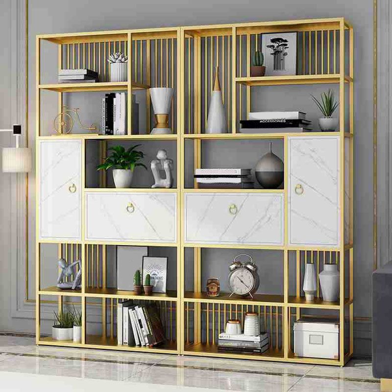 Modern Metal Shelf Bookcase Open Home Bookshelf with Cabinets