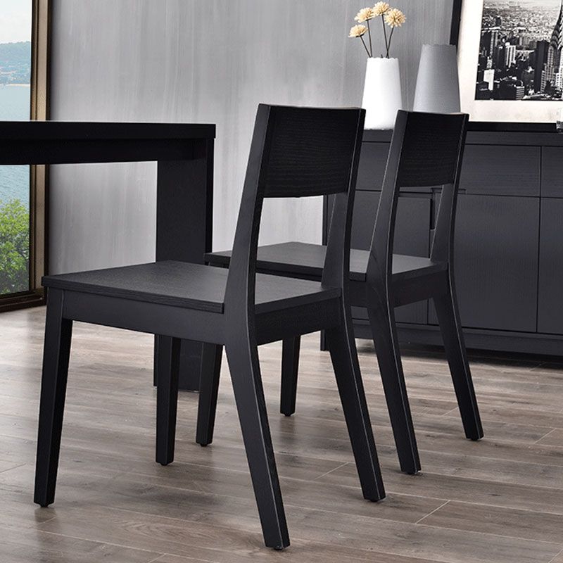 Modern Armless Backrest Wood Chair with Ash Legs for Dining Room