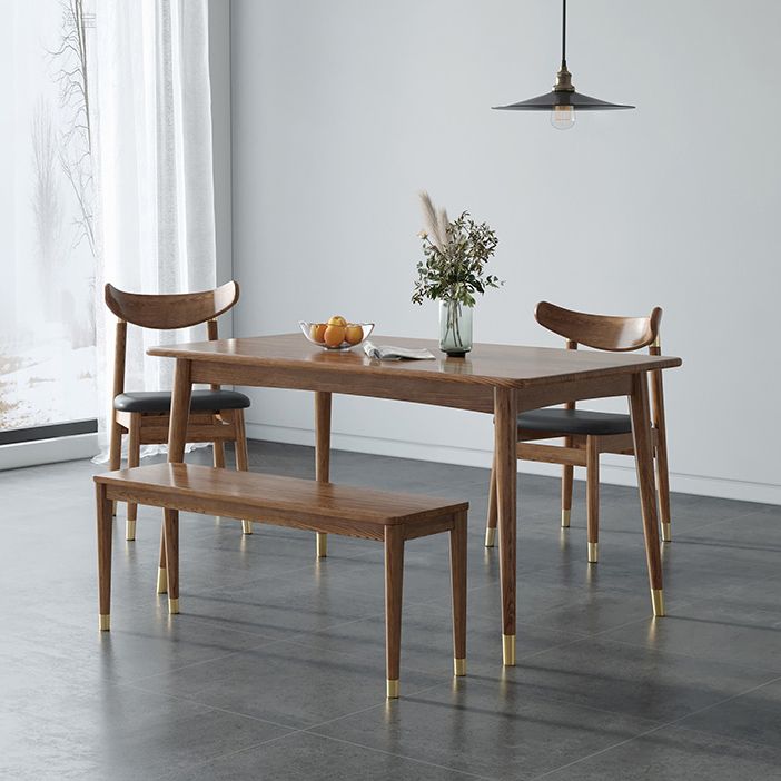Contemporary Standard Brown Dining Table Solid Wood Rectangle Dining Table for Kitchen