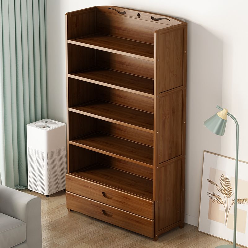 Contemporary Bamboo Bookcase Standard Closed Back Bookshelf with Shelves