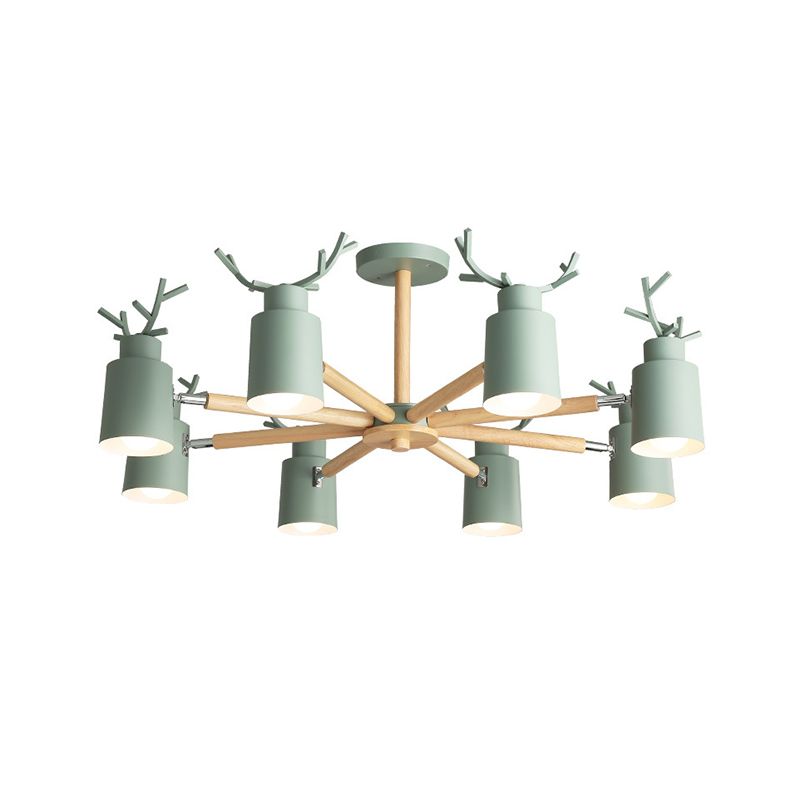 Fissature di illuminazione a sospensione in metallo Nordic Macron Antler Metal With Wood Room