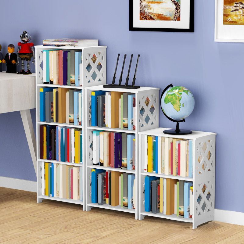 Standard Contemporary Shelf Bookcase Plastic White Closed Back Bookcase