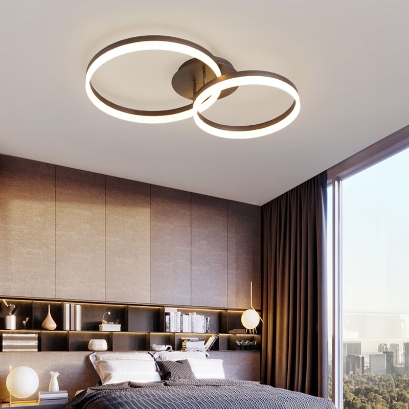 Metal Round Flush Mount Ceiling Light Modern Multi-Lights Flush Mount Ceiling in Brown