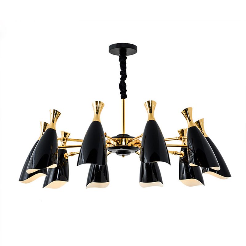 Moderne Luxus -sich verjüngende Anhänger Light Zink Legierung Innenlampe mit Schmiedeeisenschatten