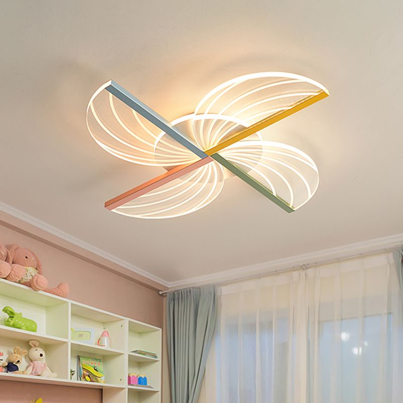 Nordic Style Windmolen Flush Verlichting Clear Acryl LED Slaapkamer Flushmount Lamp in Wit