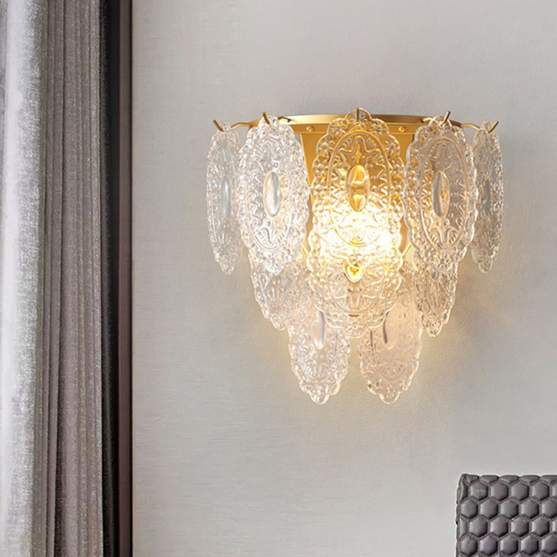 Modern Style Three-Tiered Sconce Crystal 3-Lights Wall Lighting Fixtures in Brass
