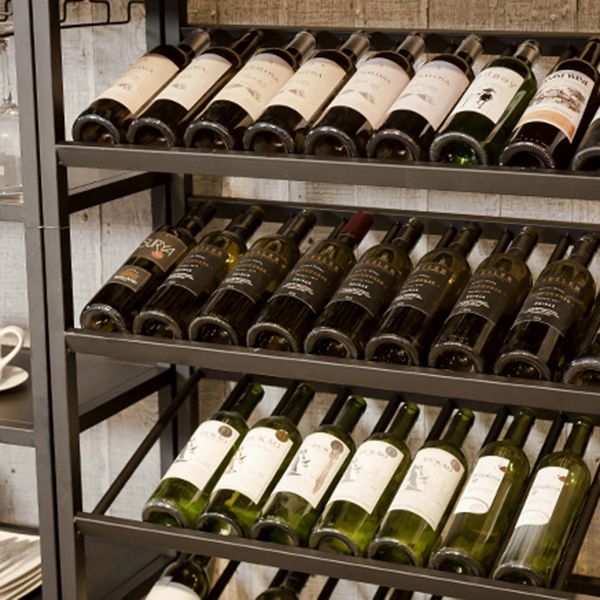 Modern Floor Wine Bottle & Glass Rack Metal Wine Rack with Shelf