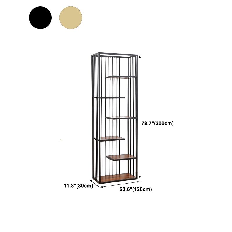 Light Luxury Standard Shelf Bookcase Metal 6-Tier Open Back Shelf