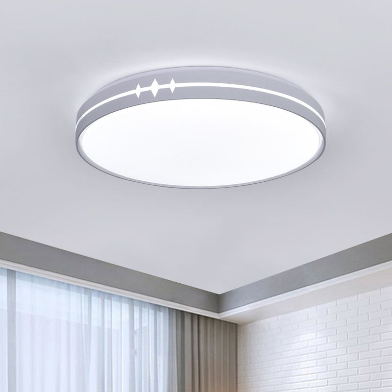 Iluminación LED de montaje de LED contemporáneo/Montaje de vaciado de techo de tambor blanco/gris/negro con sombra acrílica