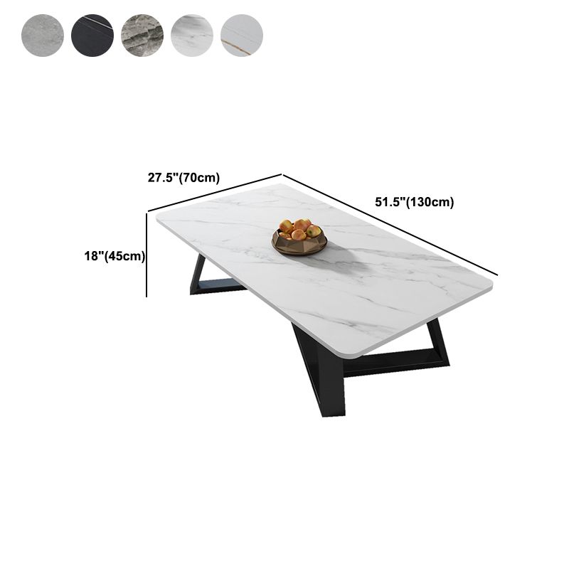 Glam Cross Legs Coffee Table Slate Rectangular Coffee Table Set for Home