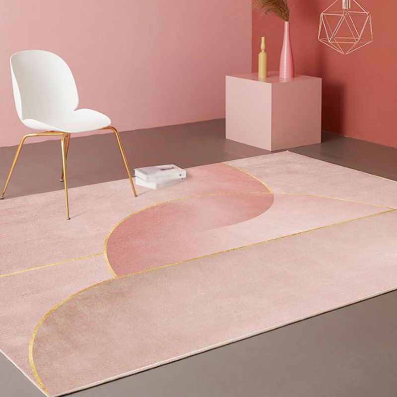 Gold Striped Rug Polyester Modern Indoor Rug Washable Rug for Home Decoration