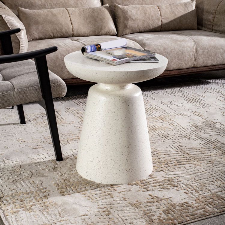 Round White Metal Coffee Table Pedestal 1 Single Cocktail Table