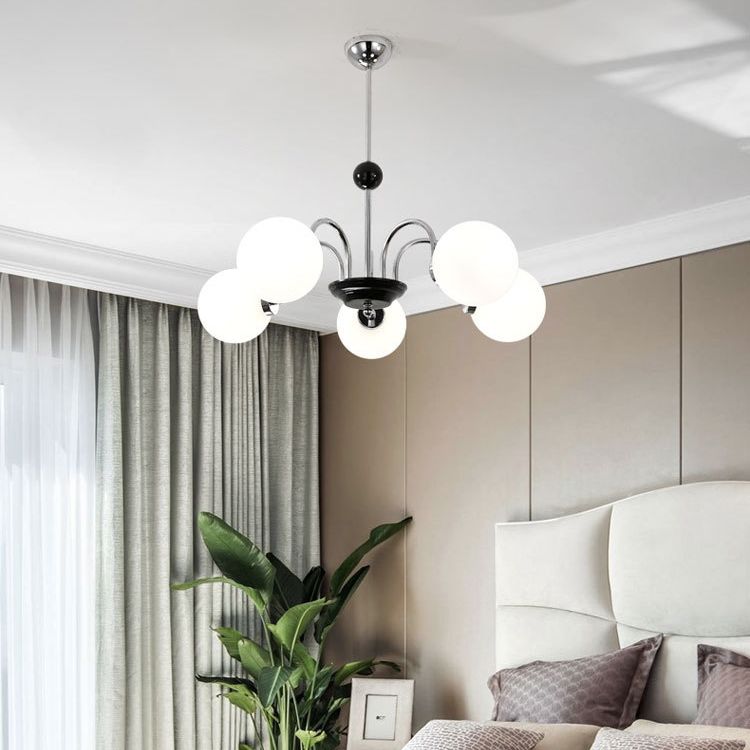 Vintage Simplicity Round Ceiling Chandelier Milk Glass Hanging Light for Living Room