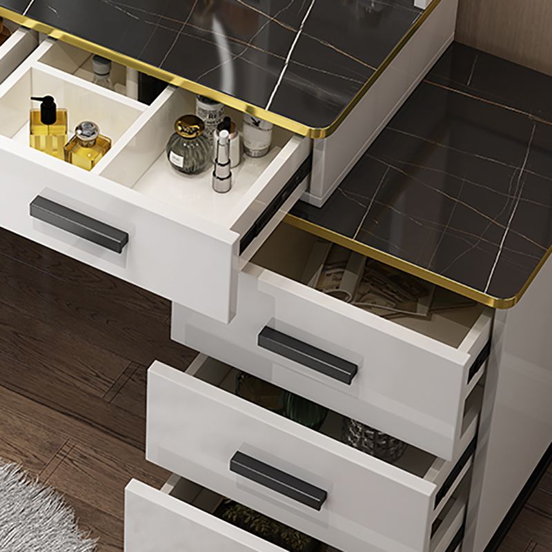 Mirrored Vanity Bedroom Make-up Vanity Table Set with 5 Drawers in White