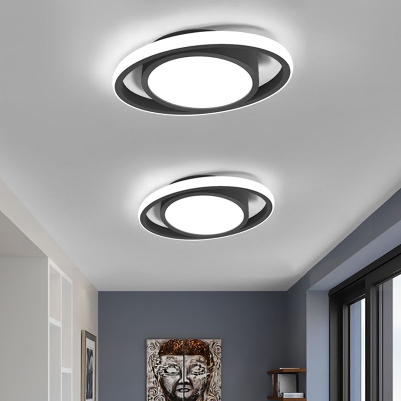 Lámpara LED de metal empotrada para balcón con montaje empotrado en tambor y círculo, lámpara contemporánea montada en el techo en negro/gris/dorado (la personalización será de 7 días)