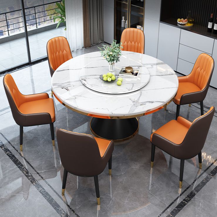 Table à manger ronde de style contemporain de base en métal pour la maison