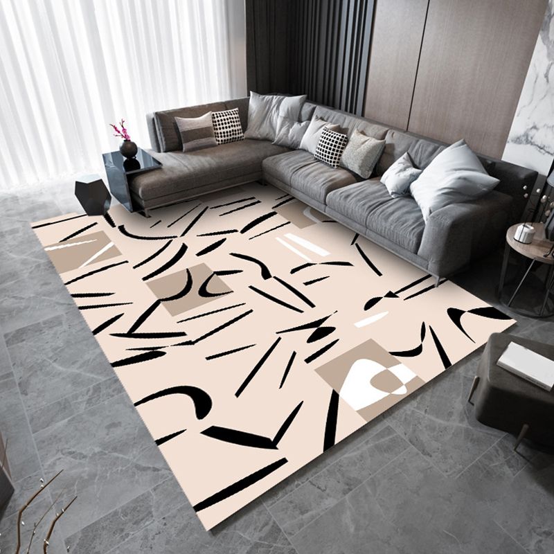 Green Modern Rug Polyester Striped Rug Stain Resistant Rug for Home Decor