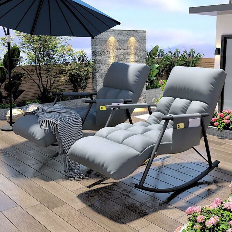 Classic Tufted Recliner Chair Pure Color Indoor Rocker Chair with Dark legs