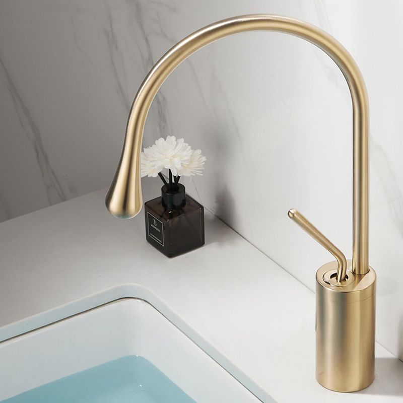 Luxury Circular Bathroom Sink Faucet with 1-Handle Brass Lavatory Faucet