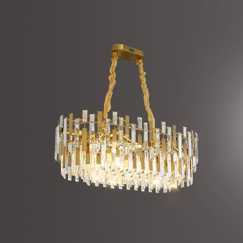 Geometria in stile contemporaneo forma isola luci di cristallo isola illuminazione in oro