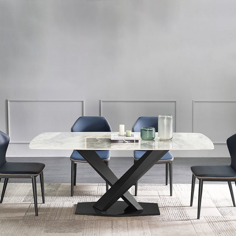 Contemporary Gray Standard Dining Set Rectangle Shape Sintered Stone Dining Set for Kitchen