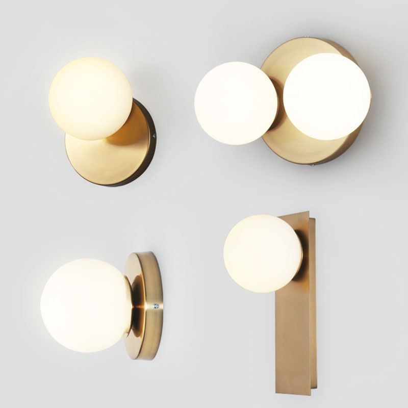Minimalist Style Global Sconce Light Fixture Glass Bedroom Wall Lighting Fixture in Gold