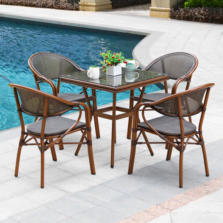 Tropical Patio Dining Side Chair Set of 2/4/6/8 Faux Rattan Dining Side Chair
