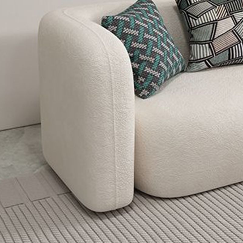 Wool White Tuxedo Arm Sofa Contemporary Standard Sofa with Tight Back