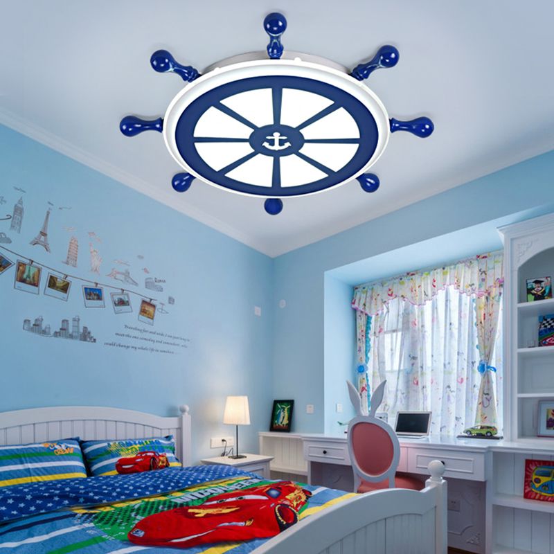 Plafonnier Ancre Style Enfants En Métal LED Chambre Plafond Plafonnier En Bleu