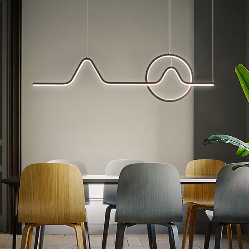 Linear Shape Island Pendants Contemporary Metal 2 Light Pendant Lighting Fixtures