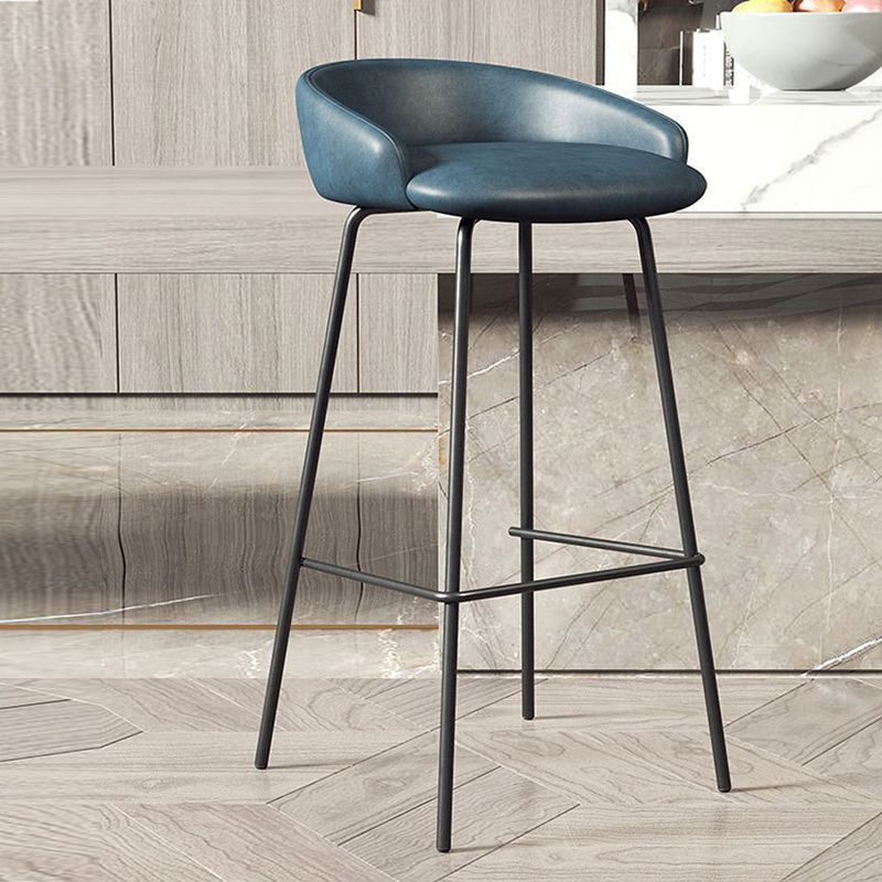 Modern Armless Backrest Counter Stool Iron Bar Stool with Cushion for Milk Tea Shop
