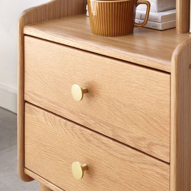 Modern Style Wooden Bedside Cabinet Open Storage for Bedroom