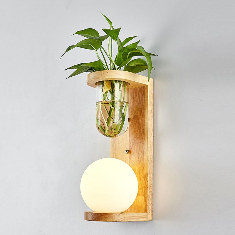 Modern Style Wall Light Wood 1 Light Sconces for Bedroom without Plant